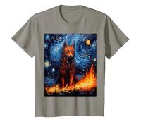Funny Wolf Art Painting Dog Lover Starry Night Wolf Van Gogh T-Shirt, Youth, Slate Grey, Large