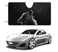 Funny Wolf Facing The Moon Car Windshield Sun Shade, Reflector Car Sun Visor, Foldable Front Window Sunshade Cover, Heat Insulation, Blocks UV Rays, Keeps Vehicle Cool, for SUV Truck(51"x28")