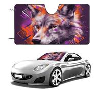 Funny Wolf Head Car Windshield Sun Shade, Reflector Car Sun Visor, Foldable Front Window Sunshade Cover, Heat Insulation, Blocks UV Rays, Keeps Vehicle Cool, for SUV Truck(51"x28")