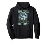 Funny Wolf Howling at Goat, Ironic Alpha Meme, Wolves & Moon Pullover Hoodie