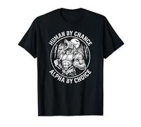 Funny Wolf Human by Chance Alpha by Choice Halloween Moon T-Shirt