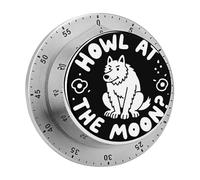 Funny Wolf Kitchen Timer 60 Minute Visual Wind Up Timers Indoor Mechanical Timers with Magnetic Base Stainless Steel Timer for Home Cooking Time Management Tool