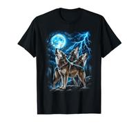 Funny Wolf Moon Howling Lightning Nature Night Design Value Graphic T-Shirt
