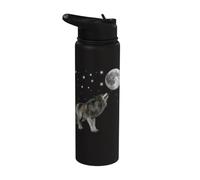 Funny Wolf Moon Quote Wolf Lover Girl and Dead Moon Costume Stainless Steel Insulated Water Bottle