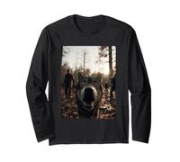 Funny Wolf Selfie with Zombies Spooky Forest Scary Halloween Long Sleeve T-Shirt