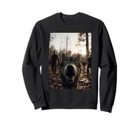 Funny Wolf Selfie with Zombies Spooky Forest Scary Halloween Sweatshirt