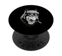 Funny Wolf Smoking Cigarette Meme Mafia Predator Animal PopSockets Adhesive PopGrip