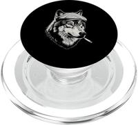 Funny Wolf Smoking Cigarette Meme Mafia Predator Animal PopSockets PopGrip for MagSafe