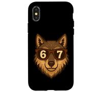 Funny Wolf Sunglasses 67 Six Seven Meme Case for iPhone X/XS