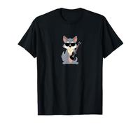 Funny Wolf Wearing Sunglasses Playing Electric Guitar T-Shirt