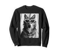 Funny Wolf with Hearts Sunglasses Cute Animal Meme Summer Sweatshirt