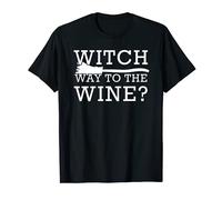 Funny Womens Drinking Halloween Witch Way To The Wine T-Shirt