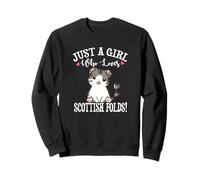 Funny Womens Kawaii Girl Who Loves Scottish Folds Lover Sweatshirt