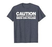 Funny Women's Menopause Quote Men-on-Pause Ironic Humor Joke T-Shirt, Men, Heather Blue, 6X-Large