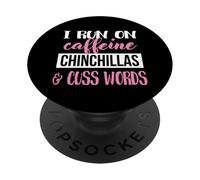 Funny Womens Run On Caffeine Cuss Words Chinchilla Lover PopSockets Adhesive PopGrip