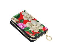 Funny Womens Wallet Small Card Holder Wallets RFID Blocking Magnolia Flowers Spring Coin Purse Wallet with Zipper