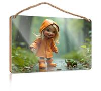 Funny Wood Decor Rainy Day In The Forest With A Frog Wooden Sign Bar Signs For Man Cave Hanging Wall Decor Sign(20X30CM)