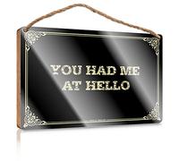 Funny Wood Hanging Sign You Had Me at Hello Wooden Sign Home Decor Clearance Farmhouse Teen Stuff (Color : Colour, Size : 15X28CM)