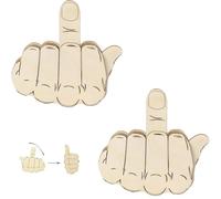 Funny Wooden Finger Brooch,Funny Middle Finger Pin DIY Kit,Wooden Flippable Middle Finger Pin Interactive Mood Expressing Pin 2Pcs
