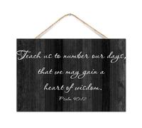 Funny Wooden Sign Teach Us to Number Our Days Wall Art Decorative for Cabin Bible Verse Quote Wood Pallet Wall Plaque Sign Country Wall Decor Sign for Bedroom 12x8in