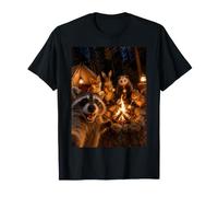 Funny Woodland Animals Camping Roasting Marshmallows T-Shirt
