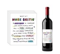 Funny Work Bestie Wine Bottle Labels Set of 4 Colleague Celebration Stickers for Promotions Coworker Wine Lable Stickers for Birthday Colleagues Leaving Party Decorations