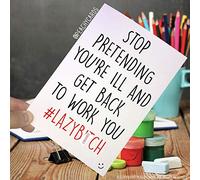 Funny Work Colleague Cards, Get Back to Work, Funny Cards, Joke Card, Humour, Laughs, Lazy B*tch, B*tch Cards, Novelty, Banter, Friend PC227