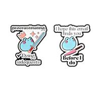 Funny Work Frog Enamel Pins Set, Relatable Office Humor Lapel Brooches, Sassy "Side Quests" & "I Hope This Email Finds You" Frog Enamel Badges for Backpacks, Jackets, Clothing