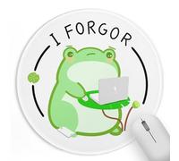 Funny Work Frog Small Mouse Pad, Cute Aesthetic Anime Mousepad with Non-Slip Rubber Base, Round Mouse Pads for Desk Accessories Laptop Gaming Office Supplies Decor