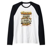 Funny Work Office Humor Sarcastic Hardly Working Pun Raglan Baseball Tee