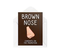 Funny Work Promotion Cards Office Brown Nose Colleague Well Done Congratulations Greeting Witty Humour Laughter Banter Joke Fun CBH74