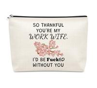 Funny Work Wife Gift Makeup Bag for Women Work Wife Appreciation Gift New Job Birthday Retirement Present for Friend Colleague Coworker Cosmetic Bag Goodbye Leaving Gifts for Working Partner