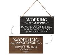Funny Working from Home Sign for Front Door No Soliciting Signs for Home 12”x6” Do Not Knock or Disturb Door Hanger Rustic Wall Decorations Do Not Disturb Wood Hanging Plaque for Entryway Outside