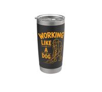 Funny Working Like a Dog Operator Construction Worker Ironic Stainless Steel Insulated Tumbler
