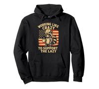 Funny Working Like Crazy To Support The Lazy Raccoon Pullover Hoodie