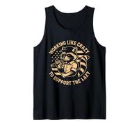 Funny Working Like Crazy to Support The Lazy US Flag Raccoon Tank Top