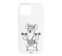 Funny Workout Alpaca Lifting Weights Cartoon Gym Fitness Des Case for iPhone 15