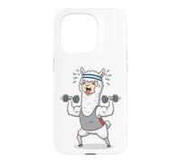 Funny Workout Alpaca Lifting Weights Cartoon Gym Fitness Des Case for iPhone 15 Pro