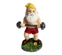Funny Workout Garden Gnomes Statues, Outdoor Funny The Muscular, Barbell And Dumbbell Gnomes Decorations, Indoor Figurine For Home Tabletop, Garden Gnomes Ornaments, Funny Statue
