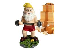 Funny Workout Garden Gnomes Statues, Weightlifting Gnome Figurine, Dumbbell Gnomes Sculpture, Outdoor Humorous The Muscular, Indoor Whimsical Figurine For Home Tabletop, Garden Statue