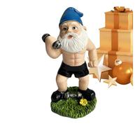 Funny Workout Garden Gnomes Statues, Weightlifting Gnome Figurine, Dumbbell Gnomes Sculpture, Outdoor Humorous The Muscular, Indoor Whimsical Figurine For Home Tabletop, Garden Statue