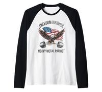 Funny Workout Shirt Freedom Weights Patriot American Eagle Raglan Baseball Tee