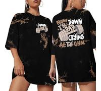 Funny Workout Shirts Women Oversized Gym Weightlifting Graphic Tshirt Everything Hurts and I'm Hungry Tee Tops, Z-brown, M