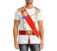 Funny World Men's Prince Costume Royal Charming Halloween T-Shirts, White, XXXXL