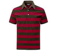 Funny World Men's Striped Polo Cotton Regular Fit Casual Short Sleeve Golf Shirt, Red and Green, XL