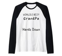 Funny World's Best Grandpa Hands Down Handprint Father's Day Raglan Baseball Tee