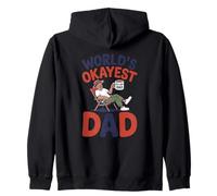 Funny World's Okayest Dad Relaxing Funny Father Zip Hoodie
