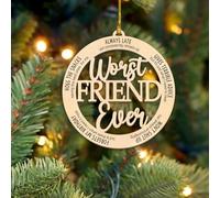 Funny Worst Friend Ever Friendships Ornament, Wooden Friend Christmas Ornaments, Friends Ornament, for Women, Friendship Ornaments for Women Friends, Gifts for Best Friend Woman, Friendship Gifts