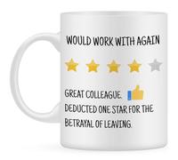 Funny 'Would Work with Again' Coworker Mug - 11oz Ceramic Farewell Gift for Departing Colleagues, Office Humor Coffee Cup, Perfect Going Away Present for Work Friends & Team Members (White)