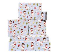 Funny Wrapping Paper - 6 Sheets Cowboy Duck Gift Wrap For Men Women Kids Friends - Birthday Christmas Party - Western Cactus Playing Cards Hats Print - Comes With Tags by Central 23